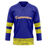 Custom Unisex Blue & Yellow Pattern Hockey Jersey