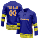 Custom Unisex Blue & Yellow Pattern Hockey Jersey