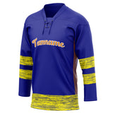 Custom Unisex Blue & Yellow Pattern Hockey Jersey