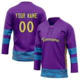 Custom Unisex Purple & Blue Pattern Hockey Jersey