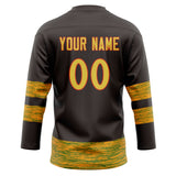 Custom Unisex Brown & Gold Pattern Hockey Jersey