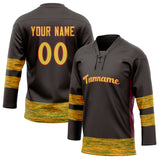 Custom Unisex Brown & Gold Pattern Hockey Jersey