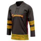 Custom Unisex Brown & Gold Pattern Hockey Jersey