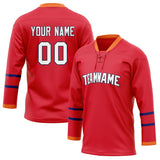 Custom Unisex Red & White Pattern Hockey Jersey