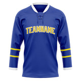 Custom Unisex Blue & Yellow Pattern Hockey Jersey