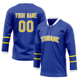 Custom Unisex Blue & Yellow Pattern Hockey Jersey