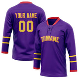 Custom Unisex Purple & Yellow Pattern Hockey Jersey