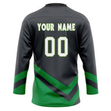 Custom Unisex Gray & Kelly Green Pattern Hockey Jersey