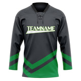 Custom Unisex Gray & Kelly Green Pattern Hockey Jersey