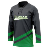 Custom Unisex Gray & Kelly Green Pattern Hockey Jersey