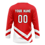 Custom Unisex Red & White Pattern Hockey Jersey