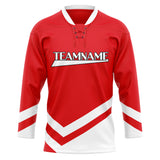 Custom Unisex Red & White Pattern Hockey Jersey