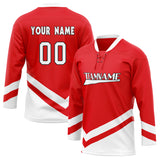 Custom Unisex Red & White Pattern Hockey Jersey