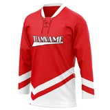 Custom Unisex Red & White Pattern Hockey Jersey