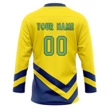 Custom Unisex Yellow & Navy Pattern Hockey Jersey