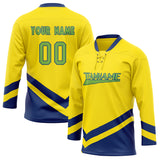 Custom Unisex Yellow & Navy Pattern Hockey Jersey