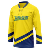 Custom Unisex Yellow & Navy Pattern Hockey Jersey