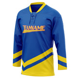 Custom Unisex Royal & Yellow Pattern Hockey Jersey