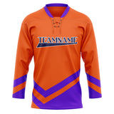 Custom Unisex Orange & Purple Pattern Hockey Jersey