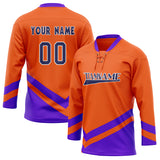 Custom Unisex Orange & Purple Pattern Hockey Jersey