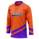 Custom Unisex Orange & Purple Pattern Hockey Jersey