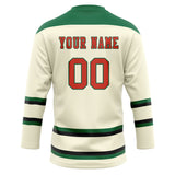 Custom Unisex White & Kelly Green Pattern Hockey Jersey