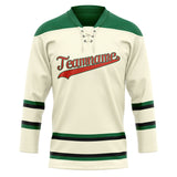 Custom Unisex White & Kelly Green Pattern Hockey Jersey