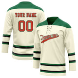 Custom Unisex White & Kelly Green Pattern Hockey Jersey