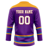 Custom Unisex Purple & Gold Pattern Hockey Jersey