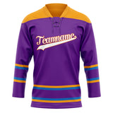 Custom Unisex Purple & Gold Pattern Hockey Jersey