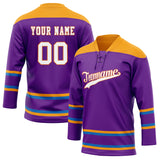 Custom Unisex Purple & Gold Pattern Hockey Jersey