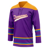 Custom Unisex Purple & Gold Pattern Hockey Jersey