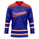 Custom Unisex Blue & Crimson Pattern Hockey Jersey