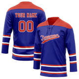 Custom Unisex Blue & Crimson Pattern Hockey Jersey