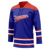 Custom Unisex Blue & Crimson Pattern Hockey Jersey