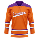 Custom Unisex Orange & Purple Pattern Hockey Jersey