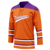 Custom Unisex Orange & Purple Pattern Hockey Jersey