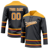 Custom Unisex Black & Gold Pattern Hockey Jersey