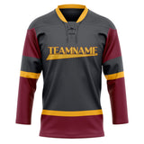 Custom Unisex Black & Crimson Pattern Hockey Jersey