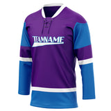 Custom Unisex Purple & Blue Pattern Hockey Jersey