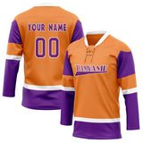 Custom Unisex Orange & Purple Pattern Hockey Jersey