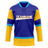 Custom Unisex Royal & Yellow Pattern Hockey Jersey