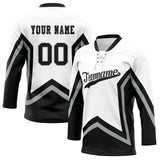 Custom Unisex White & Black Pattern Hockey Jersey