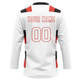 Custom Unisex White & Red Pattern Hockey Jersey