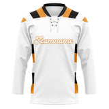 Custom Unisex White & Gold Pattern Hockey Jersey