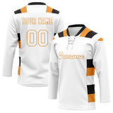 Custom Unisex White & Gold Pattern Hockey Jersey