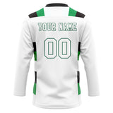 Custom Unisex White & Green Pattern Hockey Jersey