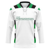 Custom Unisex White & Green Pattern Hockey Jersey