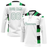 Custom Unisex White & Green Pattern Hockey Jersey