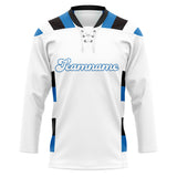 Custom Unisex White & Blue Pattern Hockey Jersey